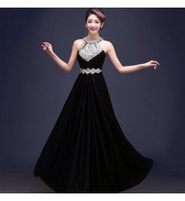 晚裝禮服新娘敬酒服掛脖長裙