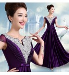 晚裝禮服V領宴會長裙