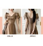 少女禮服裙緞面伴娘服宴會長裙