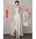 少女禮服裙香檳色緞面伴娘禮服裙