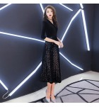 少女禮服裙黑色西裝翻領長裙