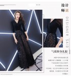 少女禮服裙黑色西裝翻領長裙