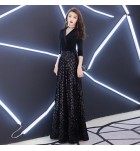 少女禮服裙黑色西裝翻領長裙