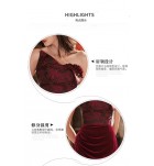 少女禮服裙一字肩露背蝴蝶結長裙