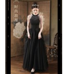 少女禮服裙掛脖流蘇露背長裙