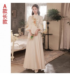 女裝禮服裙香檳色加厚款長裙