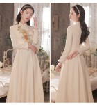 女裝禮服裙香檳色加厚款長裙