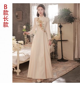 女裝禮服裙香檳色加厚款長裙