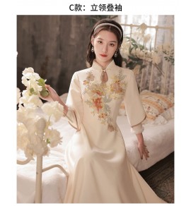 女裝禮服裙香檳色加厚款長裙