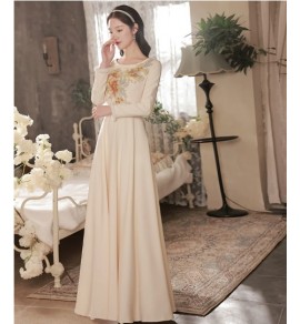 女裝禮服裙香檳色加厚款長裙