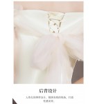 晚裝禮服裙一字肩立體花朵長裙