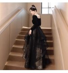 晚裝禮服裙方領網紗長裙