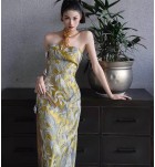 少女禮服裙抹胸開叉長裙