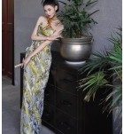 少女禮服裙抹胸開叉長裙