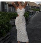 女裝禮服裙吊帶釘珠亮片長裙