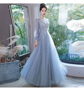 晚裝禮服一字肩魚尾長裙