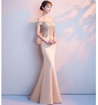 晚裝禮服一字肩魚尾長裙