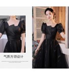 女裝禮服裙方領泡泡袖中長裙