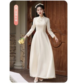 女裝禮服裙香檳色緞面長裙