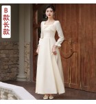 女裝禮服裙香檳色緞面長裙