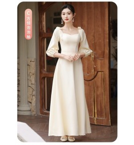 女裝禮服裙香檳色緞面長裙