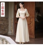女裝禮服裙香檳色緞面長裙