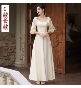 女裝禮服裙香檳色緞面長裙