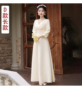 女裝禮服裙香檳色緞面長裙