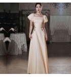 女裝禮服裙方領/一字肩泡泡袖長裙