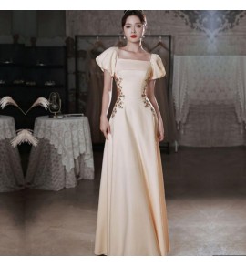 女裝禮服裙方領/一字肩泡泡袖長裙