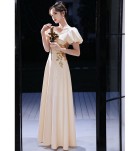 女裝禮服裙方領/一字肩泡泡袖長裙