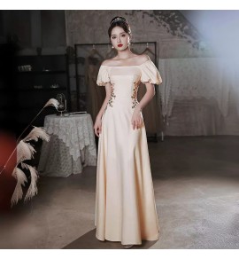 女裝禮服裙方領/一字肩泡泡袖長裙