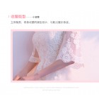 少女禮服裙花邊圓領宴會中長裙