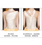 女裝禮服裙香檳色緞面演出服長裙