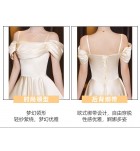 女裝禮服裙香檳色緞面演出服長裙