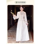 女裝禮服裙立領直襟寬長袖長裙