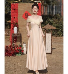 女裝禮服裙香檳色網紗長裙