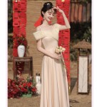 女裝禮服裙香檳色網紗長裙