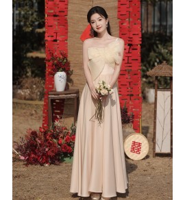 女裝禮服裙香檳色網紗長裙