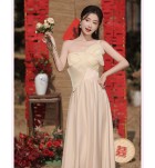 女裝禮服裙香檳色網紗長裙