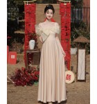 女裝禮服裙香檳色網紗長裙