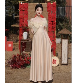 女裝禮服裙香檳色網紗長裙