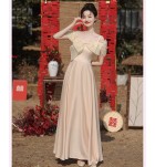 女裝禮服裙香檳色網紗長裙