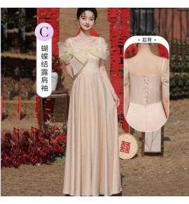 女裝禮服裙香檳色網紗長裙