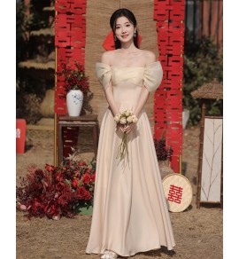 女裝禮服裙香檳色網紗長裙