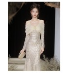 晚裝禮服裙吊帶亮片魚尾長裙