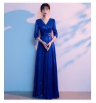 女裝禮服裙V領中袖合唱團演出長裙