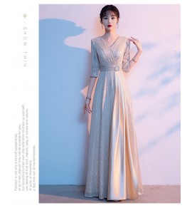 女裝禮服裙V領中袖合唱團演出長裙