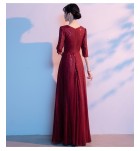 女裝禮服裙V領中袖合唱團演出長裙