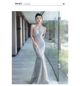 少女禮服裙掛脖流蘇肩蝴蝶結長裙